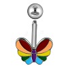 Butterfly 304 Stainless Steel Rhinestone Straight Barbell 15 Gauge Piercing Tongue Rings for Women Men WG68BAB-01-2