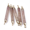 Electroplate Natural Strawberry Quartz Links connectors G-S344-73G-1