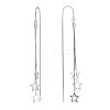 Anti-Tarnish Rhodium Plated 925 Sterling Silver Star with Chain Tassel Dangle Earrings JE1045A-1