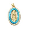 Rack Plating Brass Micro Pave Cubic Zirconia with Synthetic Opal Pendants KK-D088-22G-2