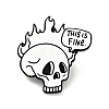 Skull with Fire Halloween Enamel Pin JEWB-G014-E06-1