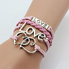 PU Leather & Hemp Cord Multi-strand Bracelets WG4AB3D-09-1