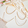 4Pcs 2 Styles Alloy & Imitation Pearl Three-layer Boot Strap Chains AJEW-ME0003-09-5