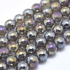 Electroplated Natural Agate Beads Strands G-O164-01A-6mm-1