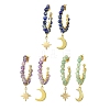 3 Pairs 3 Style Natural Mixed Gemstone Beaded Half Hoop Earrings EJEW-TA00322-1