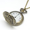 Alloy Flat Round Pendant Necklace Pocket Watch WACH-N012-07-4