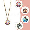 4Pcs 4 Style Luminous Glass Round Planet Pendant Necklaces Set NJEW-FI0001-02-3