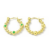 Ion Plating(IP) 304 Stainless Steel Twist Teardrop Hoop Earrings with Enamel for Women EJEW-G293-18B-G-2