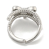 Bowknot Brass Micro Pave Cubic Zirconia Open Cuff Ring for Women RJEW-E296-11P-3