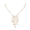 Brass Natural Pearl Rice Beads Tassel Pendant Necklaces NJEW-TA00254-2