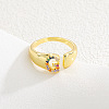 Brass Micro Pave Colorful Cubic Zirconia Cuff Open Rings FS-WG163C1-07-1