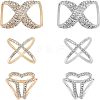 CHGCRAFT 6Pcs 6 Style Crystal Infinity-shaped & X-shape & Three Ring Shape Rhinestone Scarf Buckle Rings JEWB-CA0001-03-1