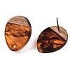 Resin & Walnut Wood Stud Earring Findings MAK-N032-006A-G01-3