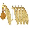 5Pcs Alloy Feather Pendant Bookmarks AJEW-SZ0002-63-1