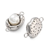 304 Stainless Steel Pave ABS Pearl Connector Charms STAS-S131-01P-2