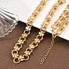 8MM 304 Stainless Steel Textured Ring Link Chain Necklaces NJEW-Z105-04G-03-1