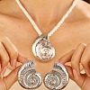 Conch Alloy & Polyester Cord Pendant Necklaces & Stud Earrings Sets FS-WG2EAF8-02-2