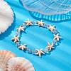 Summer Beach  Starfish Dyed Synthetic Turquoise & Faceted Glass Beaded Stretch Bracelets for Women Men BJEW-JB10454-01-4