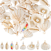 32Pcs 8 Styles Natural Mixed Shell Copper Wire Wrapped Pendants FIND-SC0015-47-1