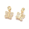 Brass Micro Pave Cubic Zirconia European Dangle Charms ZIRC-E163-16G-1