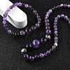 Natural Amethyst Graduated Beads Necklaces and Bracelets Jewelry Sets SJEW-L132-01-1