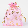 Heart Printed Organza Bags X-OP-R022-10x12-02-1