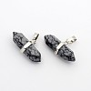 Natural & Snowflake Obsidian Double Terminated Pointed Pendants G-F177-13-1