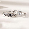 Adjustable Brass Micro Pave Cubic Zirconia Couple Cuff Open Rings WGE4BBC-01-1