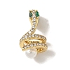 Snake Brass Micro Pave Cubic Zirconia Fold Over Clasps KK-I276-50G-1