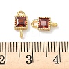 Brass Pave Cubic Zirconia Square Connector Charms KK-P348-12G-06-3