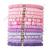 12Pcs 12 Colors Handmade Polymer Clay Heishi Beads Stretch Bracelet Set for Women BJEW-JB09548-S-1