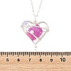 5Pcs 5 Colors Electroplated Natural Quartz Heart Copper Wire Wrapped Pendant Brass Cable Chain Necklaces for Women NJEW-TA00256-5