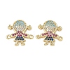 Brass Micro Pave Colorful Cubic Zirconia Connector Charms for Jewelry Making CU-CBAAA59-01G-06-1