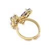 Adjustable Brass Glass Finger Rings RJEW-P148-A01-18-3