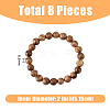 FIBLOOM 8Pcs 8 Colors Natural Sandalwood Round Beaded Stretch Bracelets Set for Men Women BJEW-FI0001-67-2