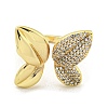 Bowknot Brass Micro Pave Clear Cubic Zirconia Cuff Rings RJEW-L113-004G-2