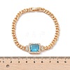 Brass Micro Pave Cubic Zirconia Rectangle Link Bracelets KK-R217-35G-5