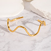 Personalized Wave Design 304 Stainless Steel Open Cuff Bangles for Women ZD3486-2