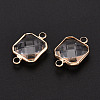 Brass with Glass Links/Connector Charms GLAA-T027-14-3