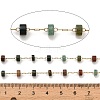 Handmade 304 Stainless Steel Indian Agate Beads Flat Round Link Chains CHS-B011-05G-02-3
