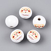 Christmas Spray Painted Schima Wood Beads WOOD-T032-38B-1
