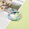 Polymer Clay Heishi Beads Stretch Bracelets Sets for Valentine's Day BJEW-JB06298-01-12