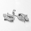 Flower Brass Micro Pave Cubic Zirconia Fold Over Clasps ZIRC-L036-01-FF-3