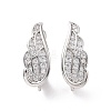 Rack Plating Brass Micro Pave Cubic Zirconia Hoop Earring Findings with Latch Back Closure ZIRC-C039-08P-2