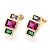 Cubic Zirconia Rectangle Dangle Stud Earrings EJEW-N011-53-01LG-2