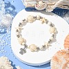 2Pcs 2 Colors Starfish & Turtle Dyed Synthetic Turquoise Beaded Stretch Bracelet Sets BJEW-JB10925-3