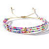Bohemian Style Rainbow Glass Seed Beaded Multi-layer Braided Bracelets for Women MZ6288-1