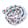Heart Pattern Handmade Porcelain Enamel Beads PORC-G016-03O-2