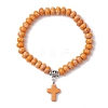 Synthetic Imperial Jasper Beads & Turquoise Cross Stretch Bracelets for Women Men BJEW-JB11382-3