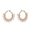 Natural Pearl Beaded Hoop Earrings EJEW-TA00156-3